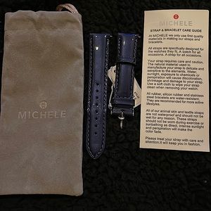 Michele watch band. Navy blue patent leather.